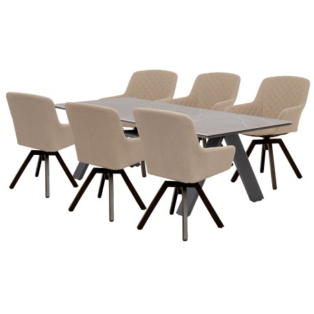 Doppler NOVA PARIS otočné mocca – luxusní zahradní souprava 6+1